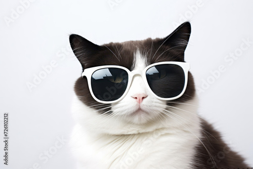 Cool cat with sunglasses represents style and attitude, AI Generative.
