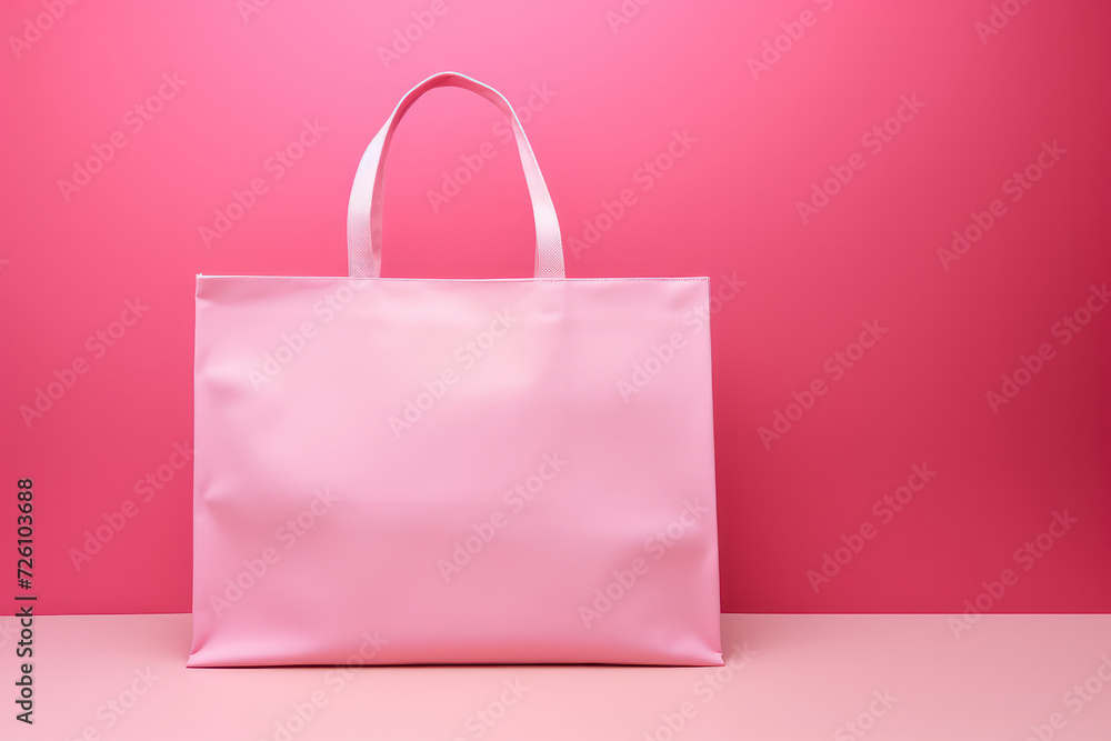 Eco-friendly and chic paper shopping bag with sharp design against a soothing pink background. Elevate your advertising with AI generative visuals. Eco-friendly and chic paper shopping bag with sharp design against a soothing pink background. Elevate your advertising with AI generative visuals.