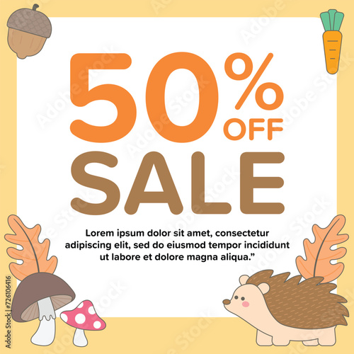 cute colorful vibrant sweet autumn Poster hand drawn with autumn elements cover banner