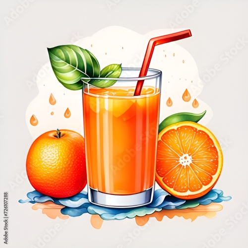 glass of orange juice with lemon