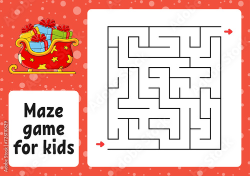 Maze game for kids. Funny labyrinth. Activity worksheet. Puzzle for children. cartoon style. Logical conundrum. Vector illustration.