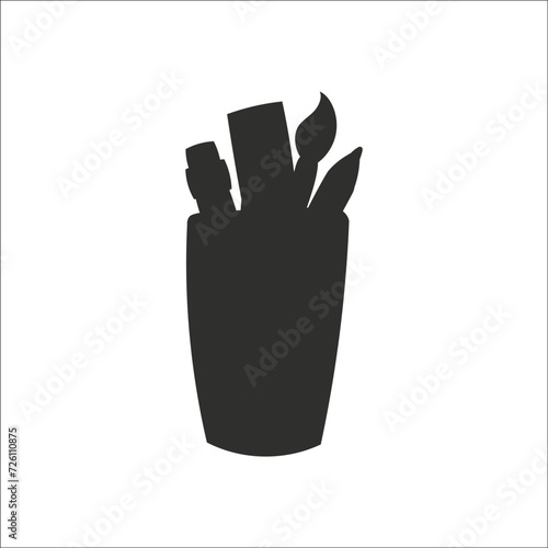 Black silhouette.Design element. Template for your design, books, stickers, posters, cards, child clothes. Isolated on white background. Vector illustration.