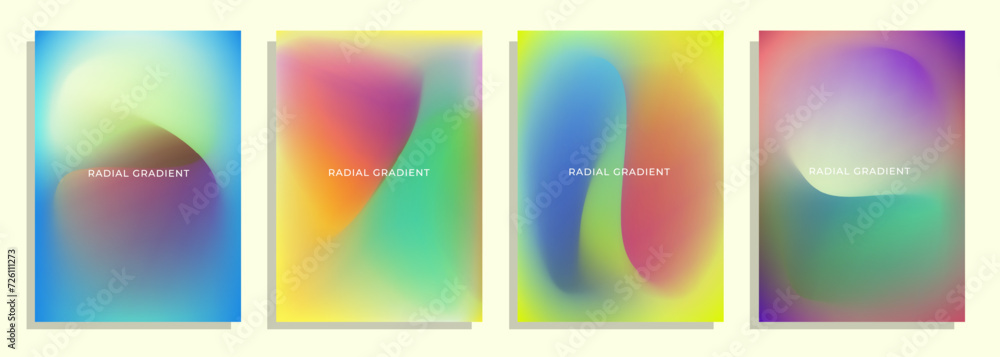 set of colorful abstract gelato color radial gradient cover poster background design.