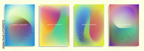 set of colorful abstract gelato color radial gradient cover poster background design.