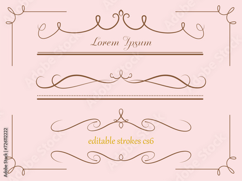 エレガントでクラシカルなフレームとアイコン・モチーフのセット