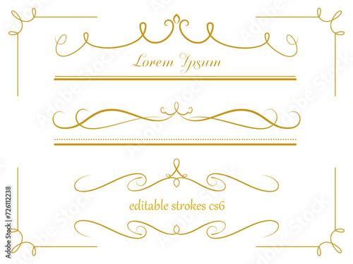 エレガントでクラシカルなフレームとアイコン・モチーフのセット