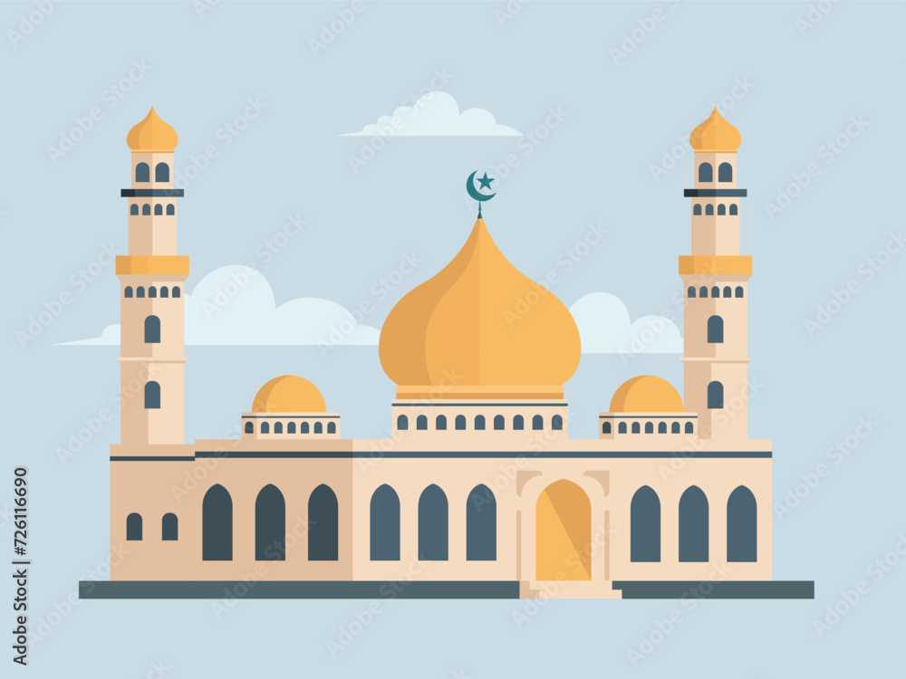 Islamic mosque building. ramadan greeting card. Beautiful Islam temple