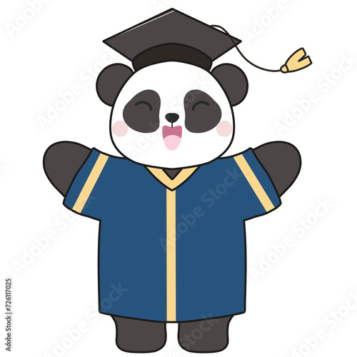 Graduation Panda Cartoon ilustration  photo