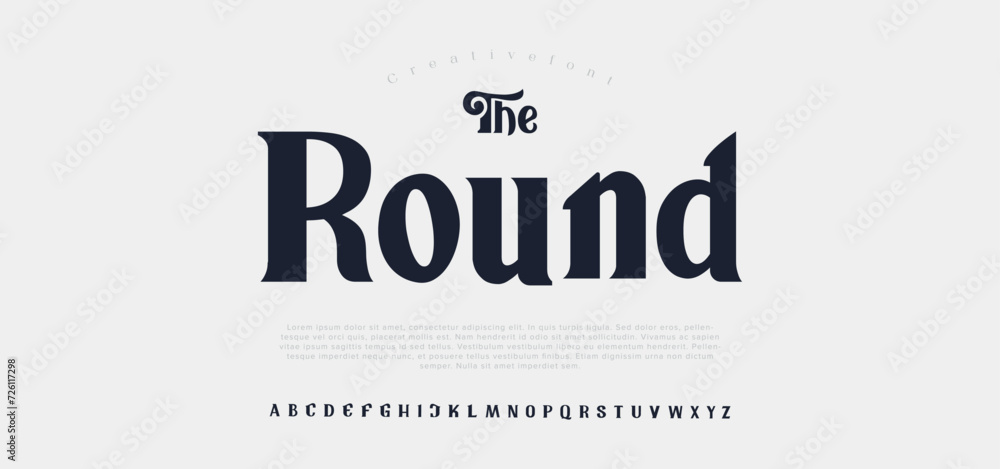 Round Modern alphabet fonts. Typography, Technology, Lettering, Elegant, Fashion, Designs, Serif fonts, Uppercase. Vector illustration