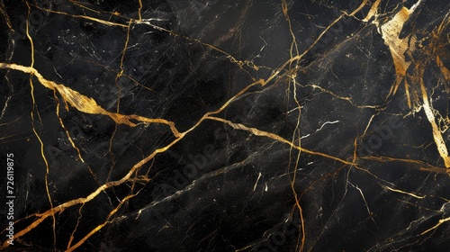 polished black marble with gold streaks background texture