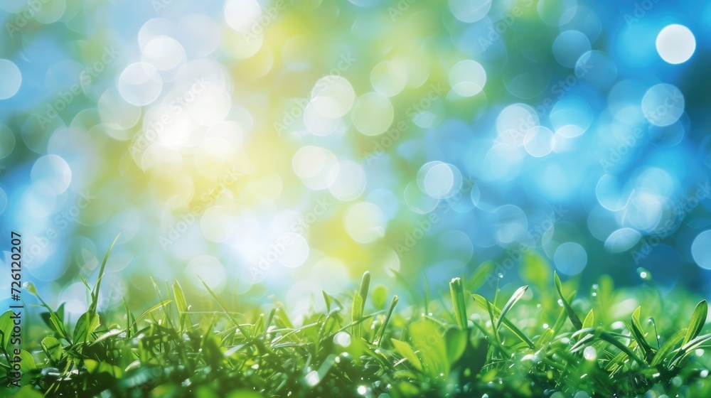 green grass and blue sky abstract bokeh background green grass and blue sky abstract bokeh background