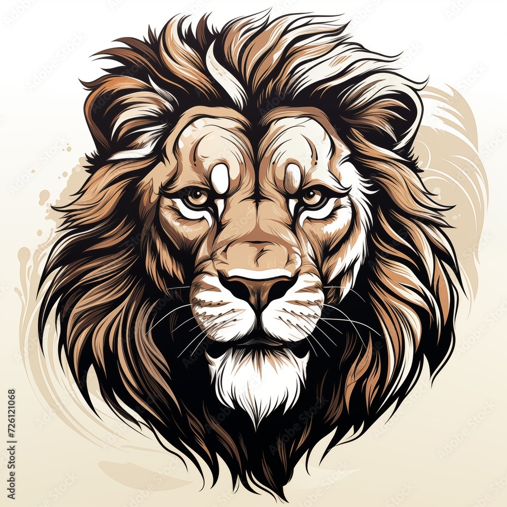 Shirt Design of Lion Head Vector Isolated on white Background. Generative AI