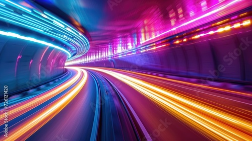 Colorful light exposure in a tunnel background