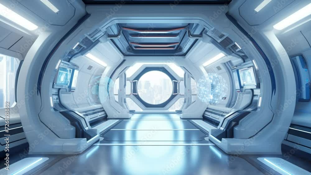 Futuristic Architecture Sci-Fi Corridor Interior. Concept of modern ...