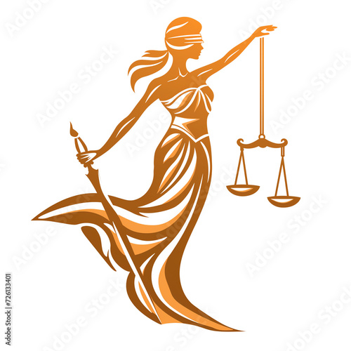 woman holding a balance scale, symbolizing equality and justice, on a white background, suitable for various creative projects