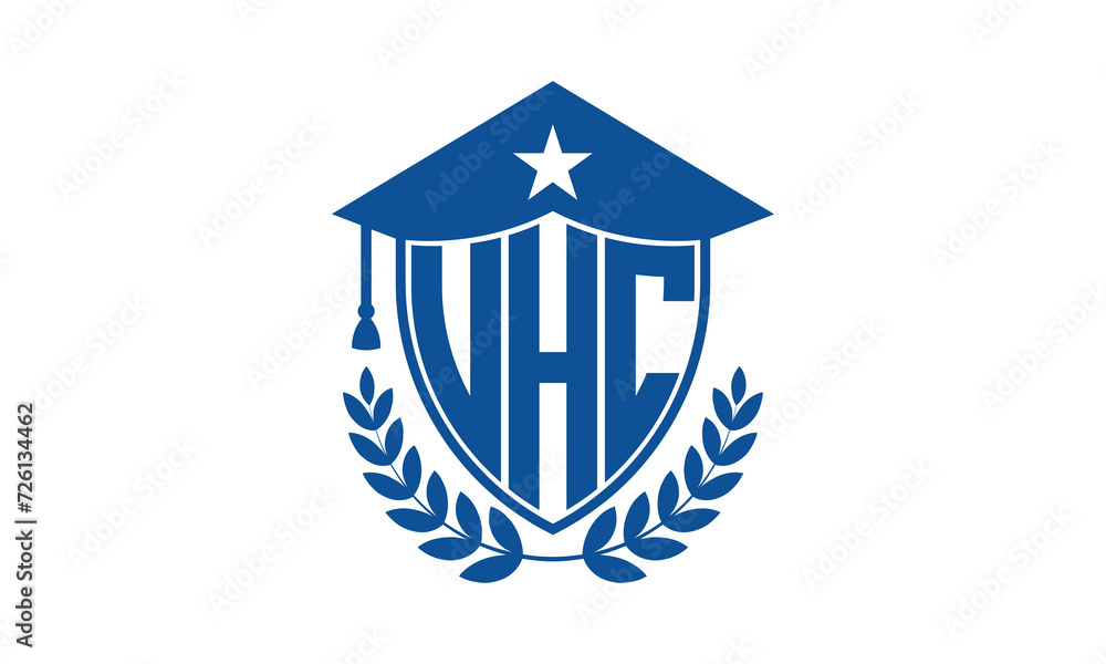 UHC three letter iconic academic logo design vector template. monogram, abstract, school, college, university, graduation cap symbol logo, shield, model, institute, educational, coaching canter, tech UHC three letter iconic academic logo design vector template. monogram, abstract, school, college, university, graduation cap symbol logo, shield, model, institute, educational, coaching canter, tech
