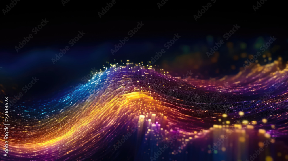 Obraz premium vibrant digital waves of data visualization