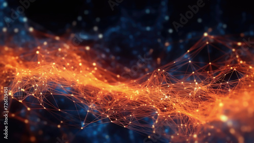 vibrant gold and blue digital network of data visualization