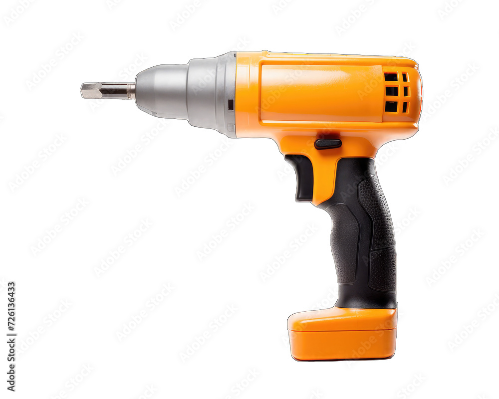 Electric drill isolated on white png transparent background