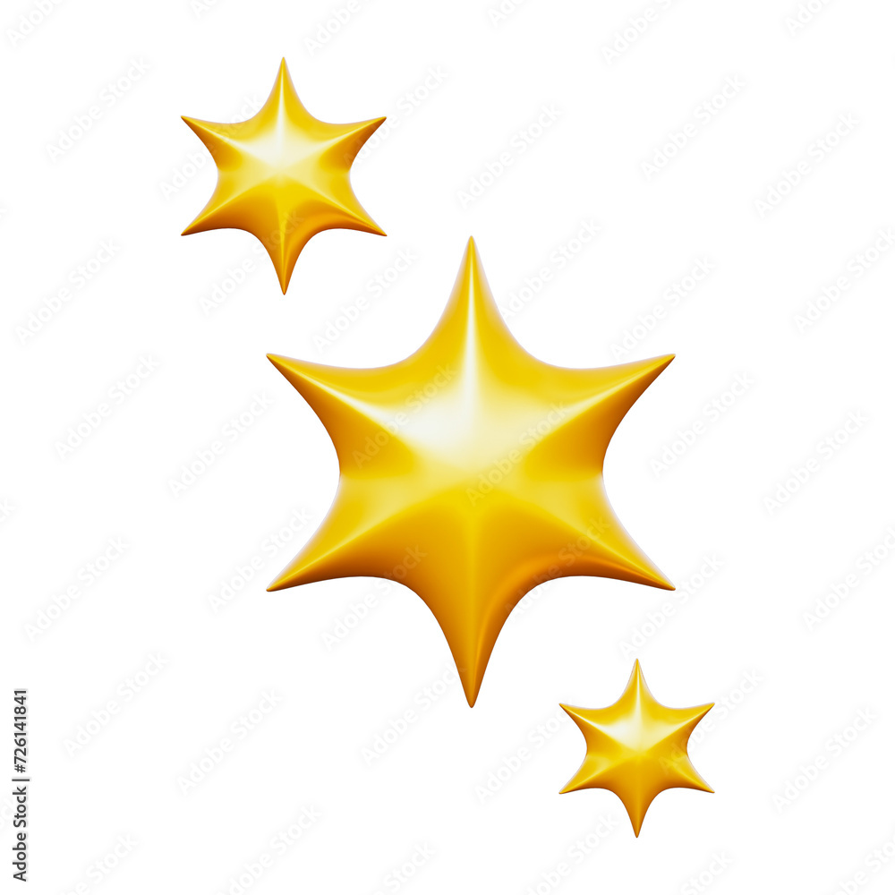 Obraz premium Set of Golden Sparkling Star 3D Icon