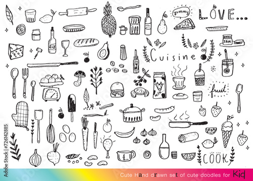 Food doodles,Foods doodles hand drawn sketchy vector symbols and objects