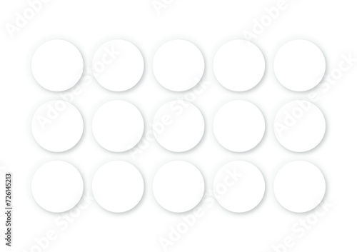 円形の白い影のついたカードを含む図形の抽象的な背景。図形のレイアウトパターン。 
