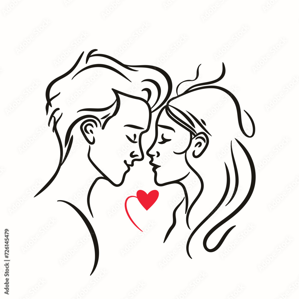 Outline graphic of love couple isolated background symbol