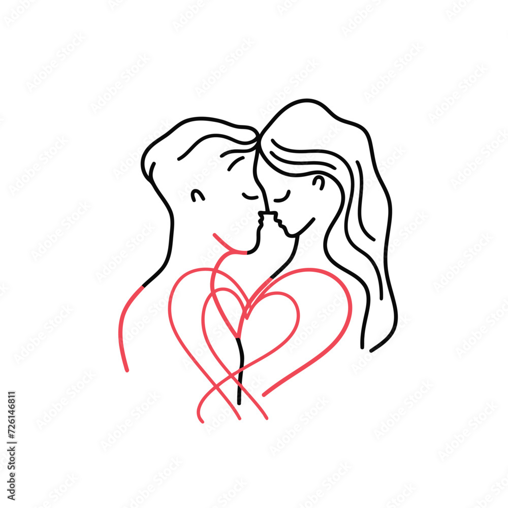 Outline graphic of love couple isolated background symbol