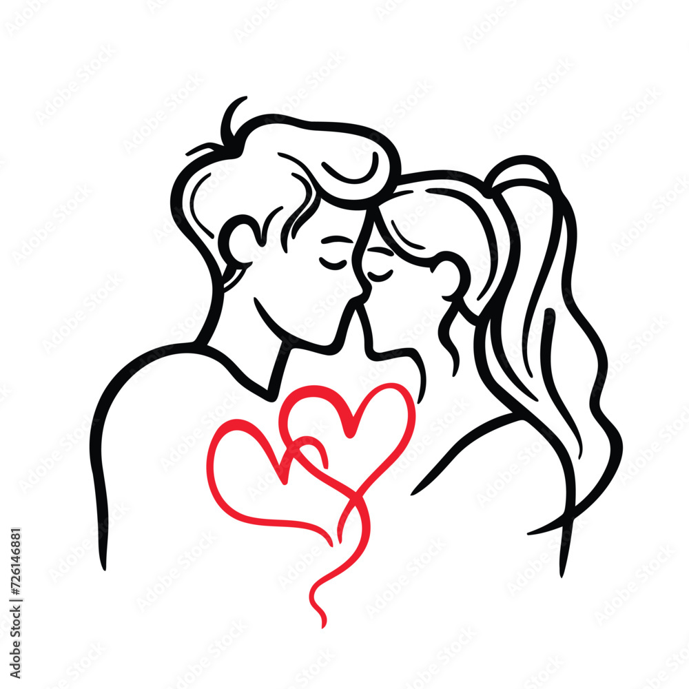 Outline graphic of love couple isolated background symbol