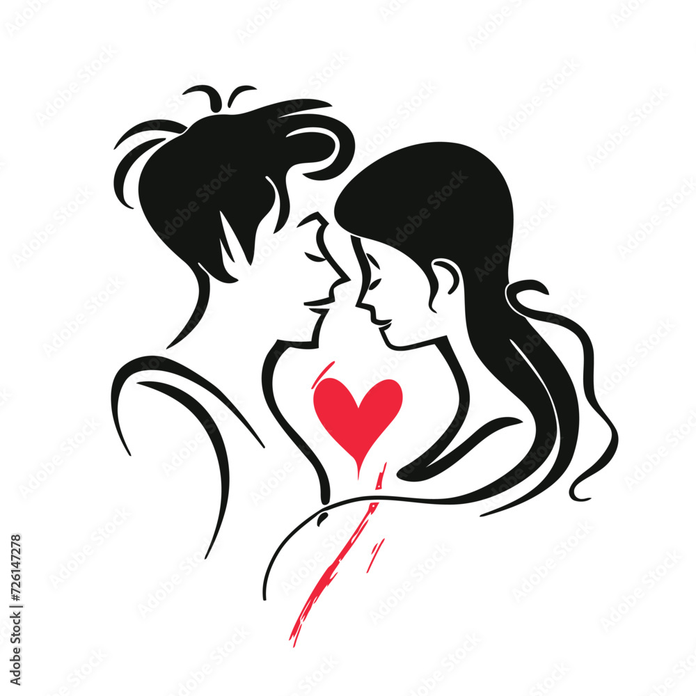 Outline graphic of love couple isolated background symbol