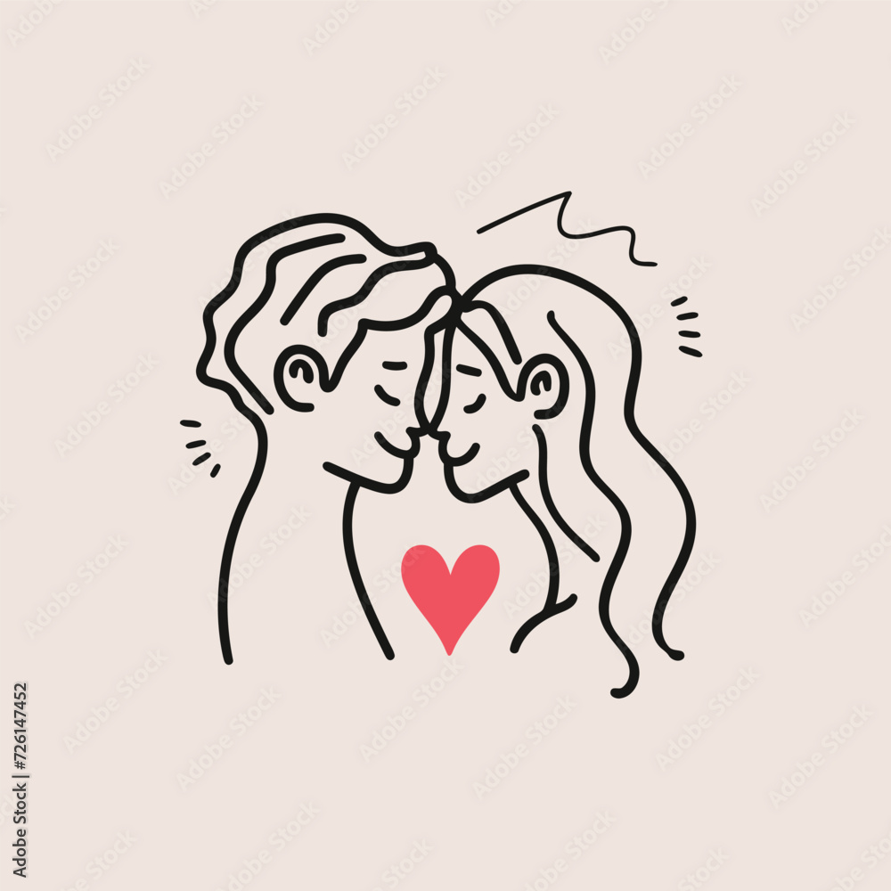 Outline graphic of love couple isolated background symbol