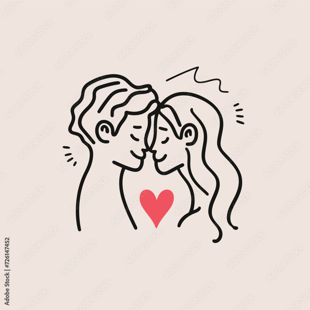 Fototapeta premium Outline graphic of love couple isolated background symbol