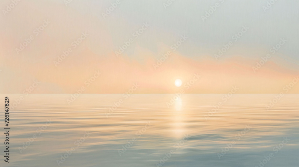 Calm Sea and Orange Sunset on the Horizon