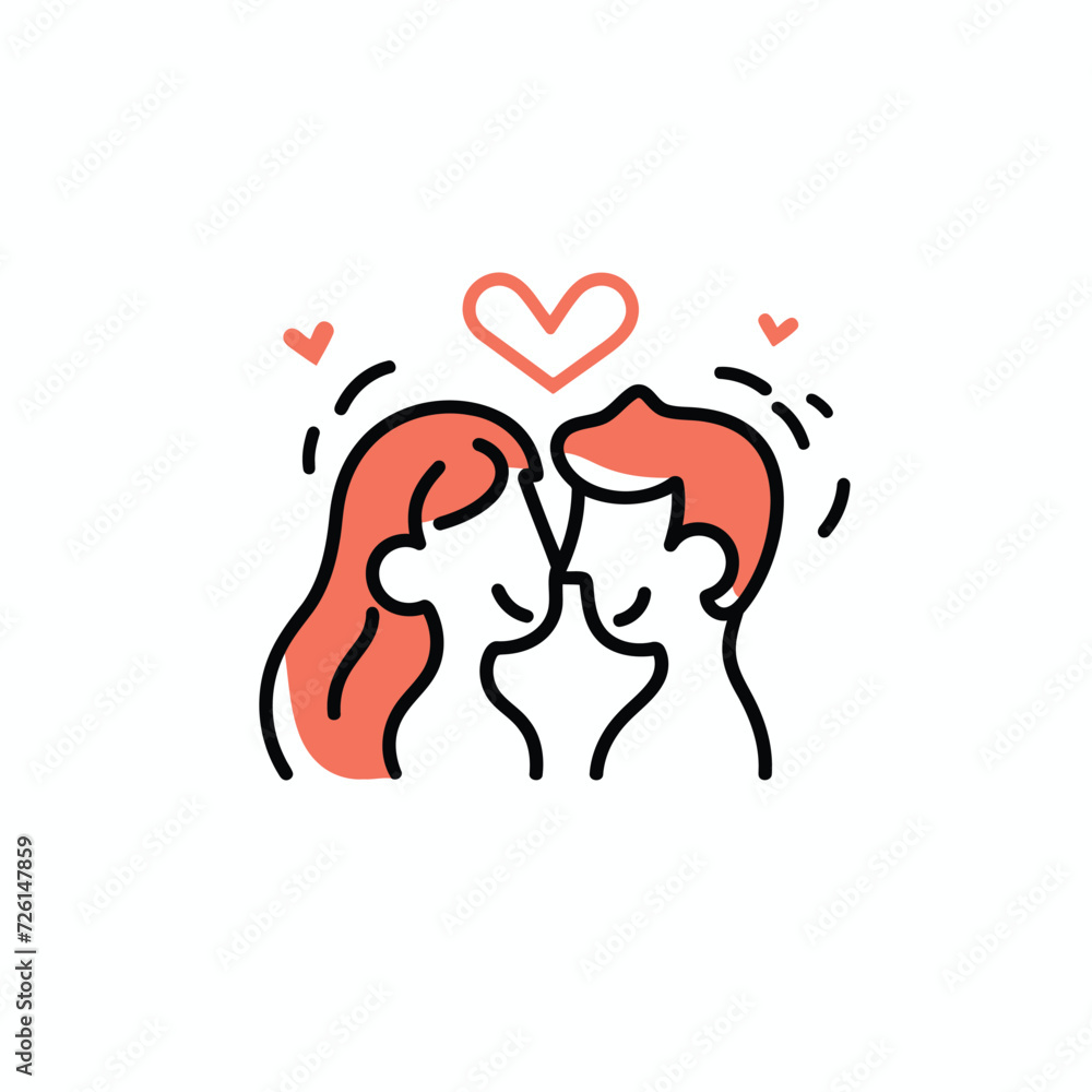Outline graphic of love couple isolated background symbol Outline graphic of love couple isolated background symbol