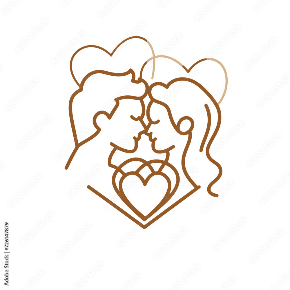Outline graphic of love couple isolated background symbol Outline graphic of love couple isolated background symbol