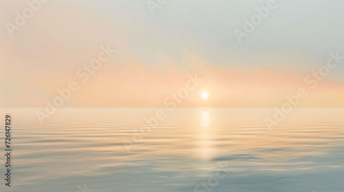 Calm Sea and Orange Sunset on the Horizon