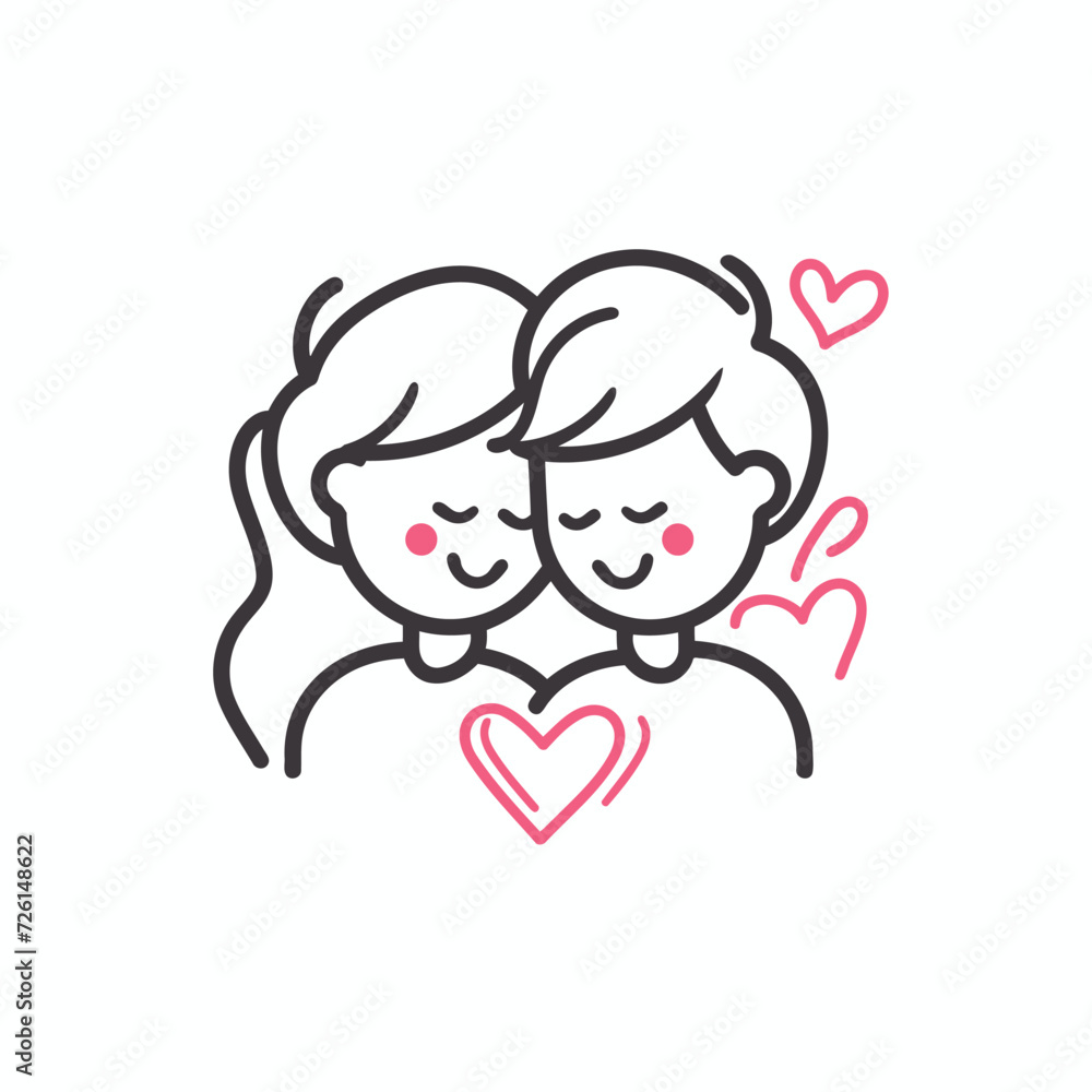 Outline graphic of love couple isolated background symbol Outline graphic of love couple isolated background symbol