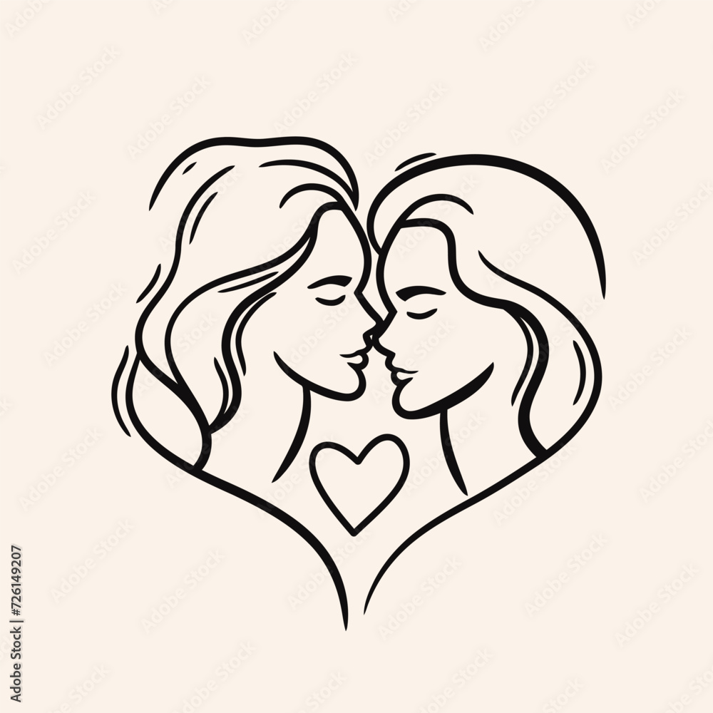 Outline graphic of love couple isolated background symbol