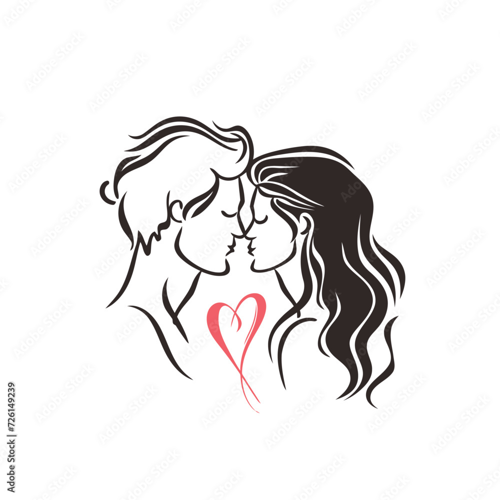 Outline graphic of love couple isolated background symbol Outline graphic of love couple isolated background symbol