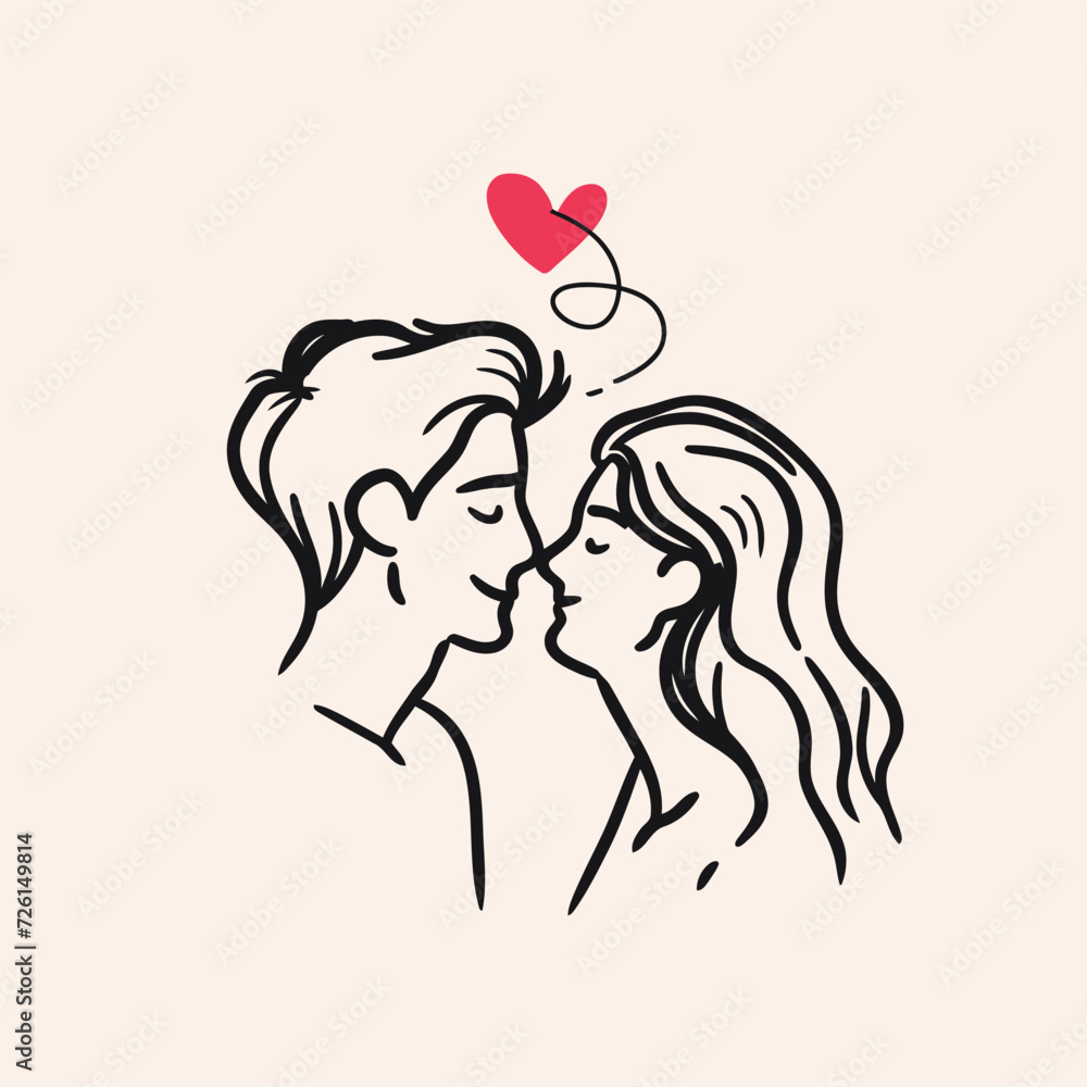 Outline graphic of love couple isolated background symbol