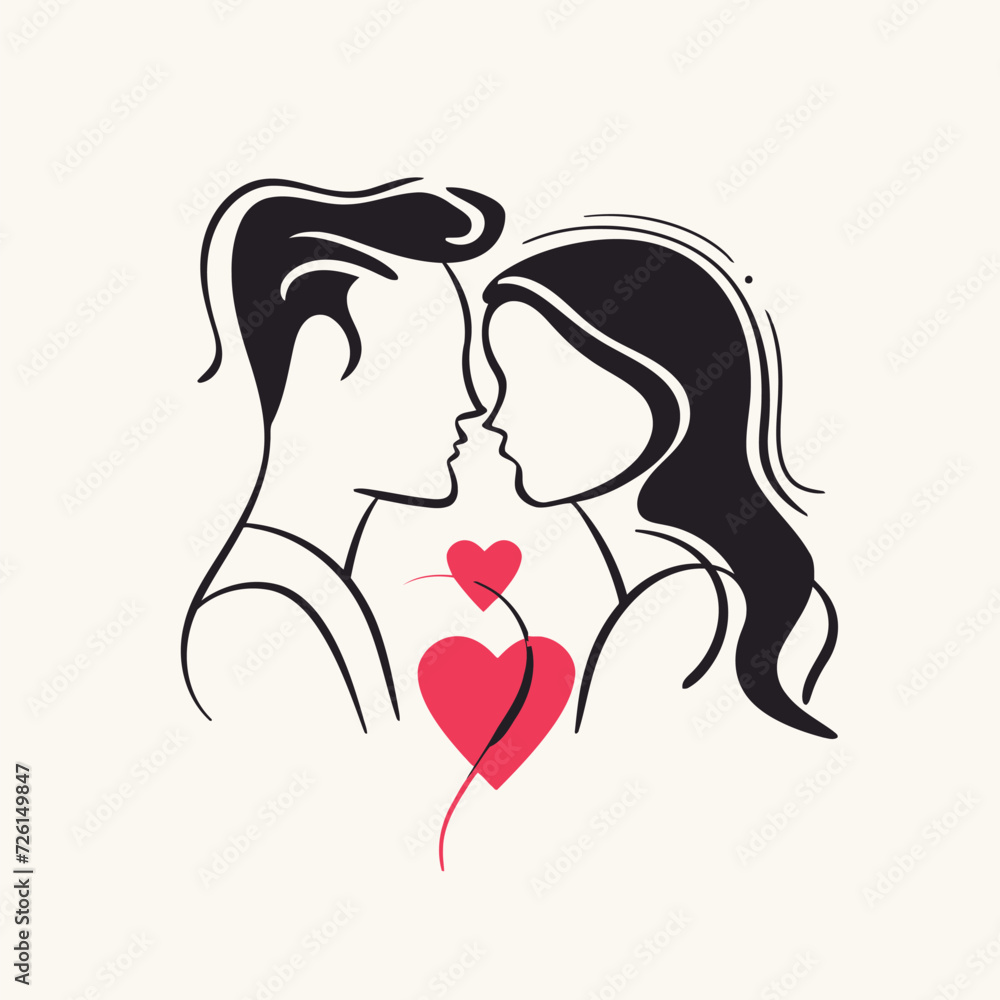 Outline graphic of love couple isolated background symbol