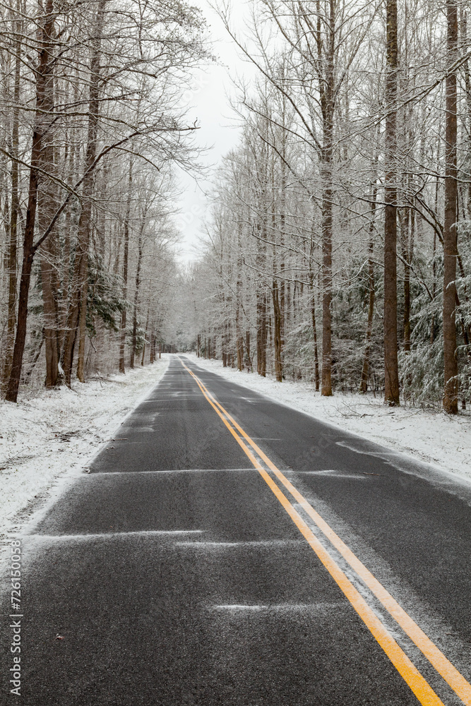 Obraz premium Winter Snow on a Road in Cosby