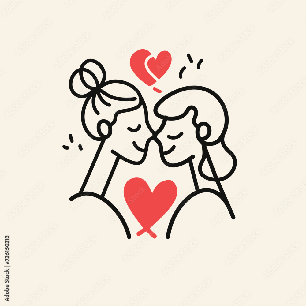 Outline graphic of love couple isolated background symbol Outline graphic of love couple isolated background symbol