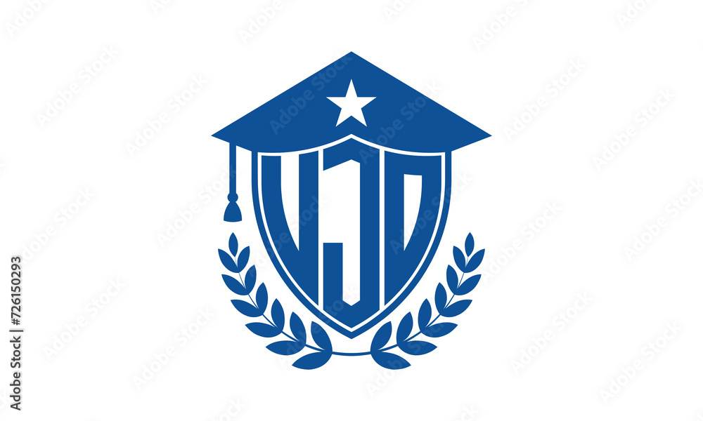 UJO three letter iconic academic logo design vector template. monogram, abstract, school, college, university, graduation cap symbol logo, shield, model, institute, educational, coaching canter, tech UJO three letter iconic academic logo design vector template. monogram, abstract, school, college, university, graduation cap symbol logo, shield, model, institute, educational, coaching canter, tech