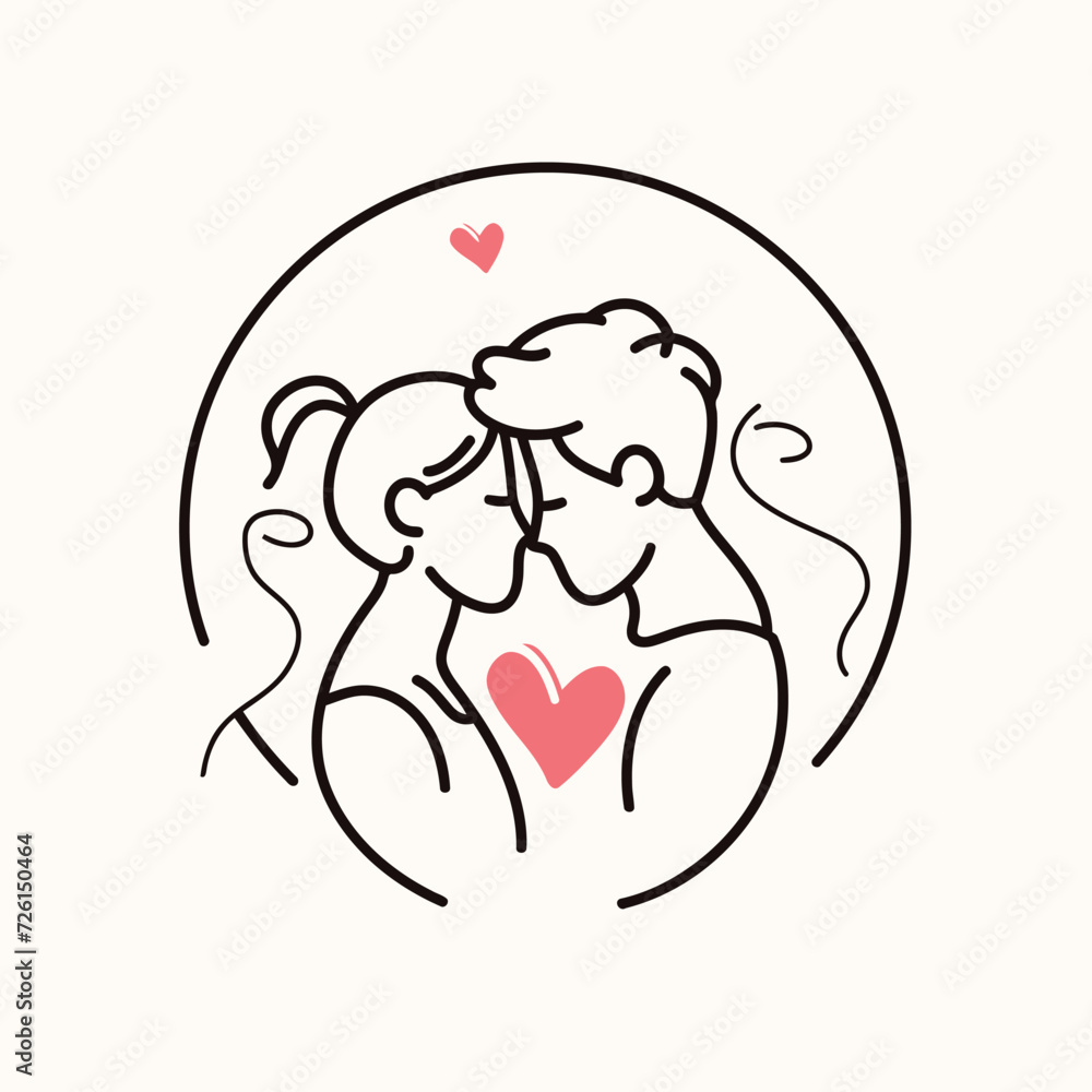 Fototapeta premium Outline graphic of love couple isolated background symbol
