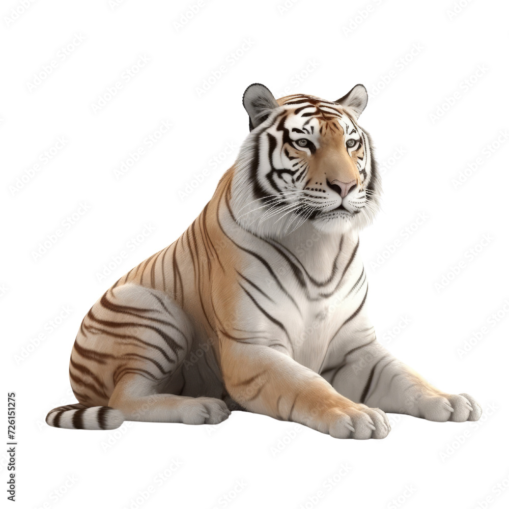 Obraz premium Cartoon Bengal tiger PNG Cutout, Generative AI