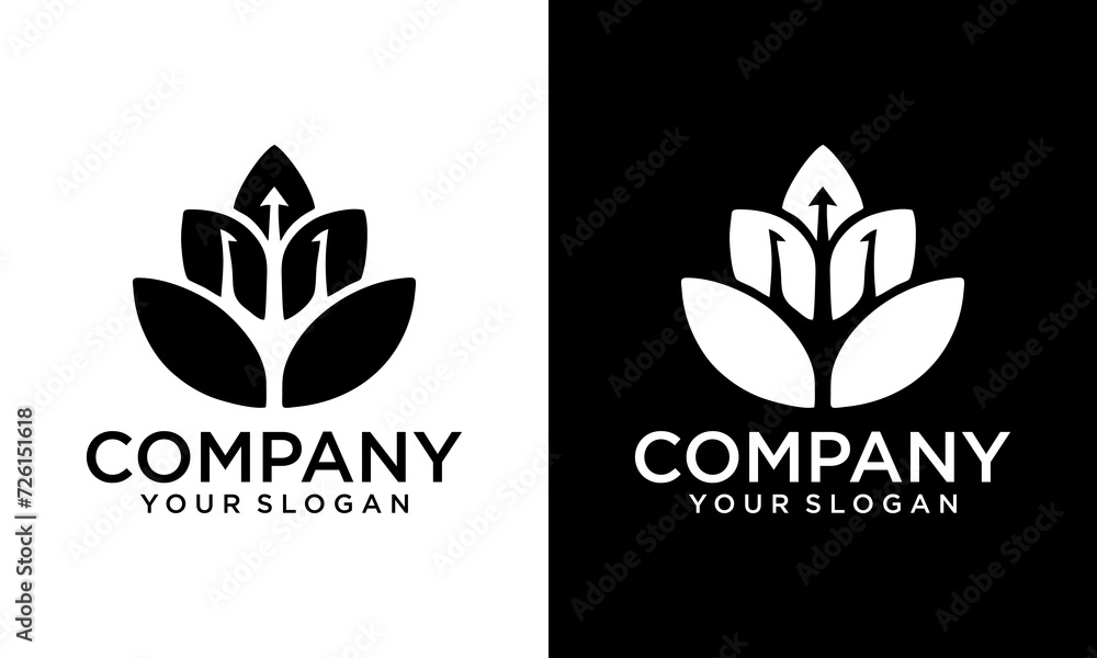 Creative backspace Lotus with trident logo icon design template flat vector Creative backspace Lotus with trident logo icon design template flat vector