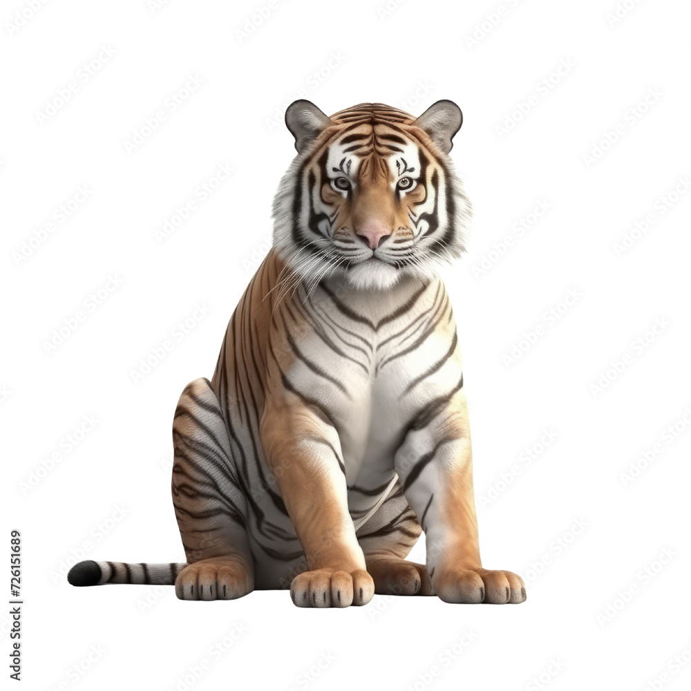 Obraz premium Cartoon Bengal tiger PNG Cutout, Generative AI