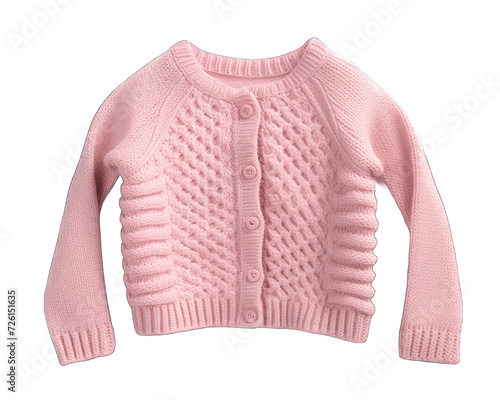Pink knitted sweater isolated on white png transparent background