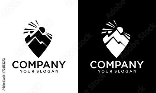 Creative Mountain Pin Map logo icon vector isolated with pin or point illustration